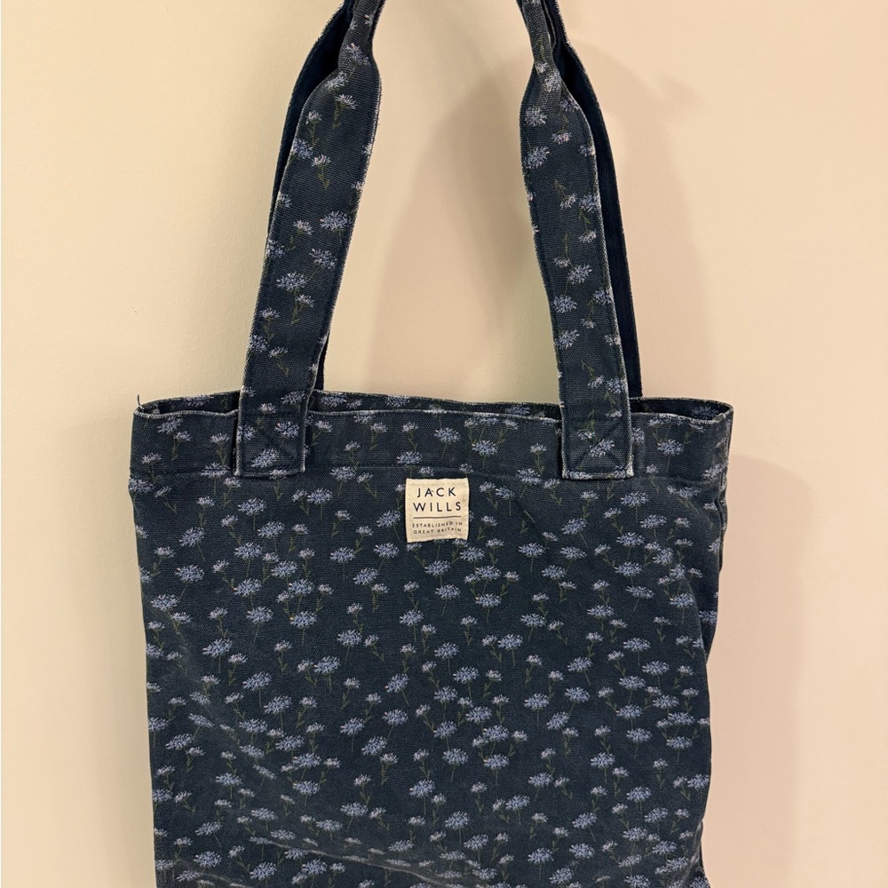 Jack Wills Navy Floral Tote Bag